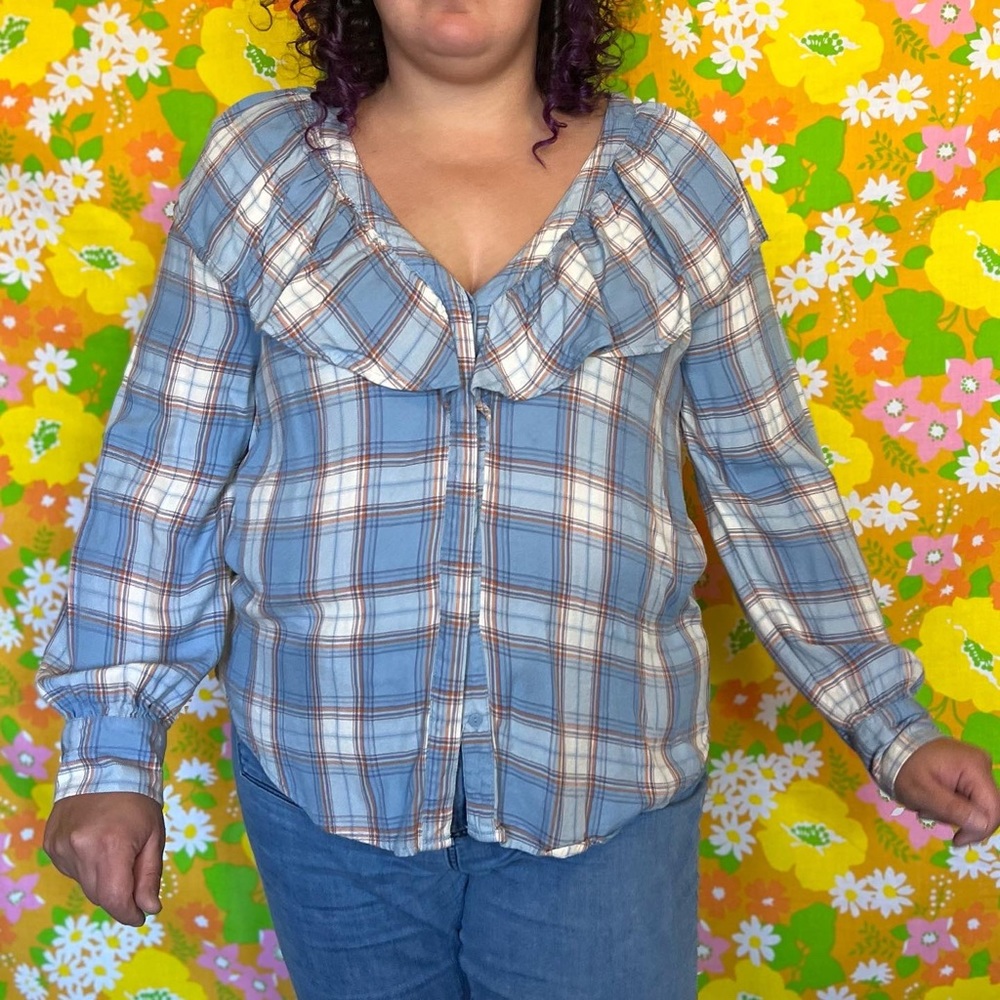 Mossimo blue and orange plaid plus size shirt.